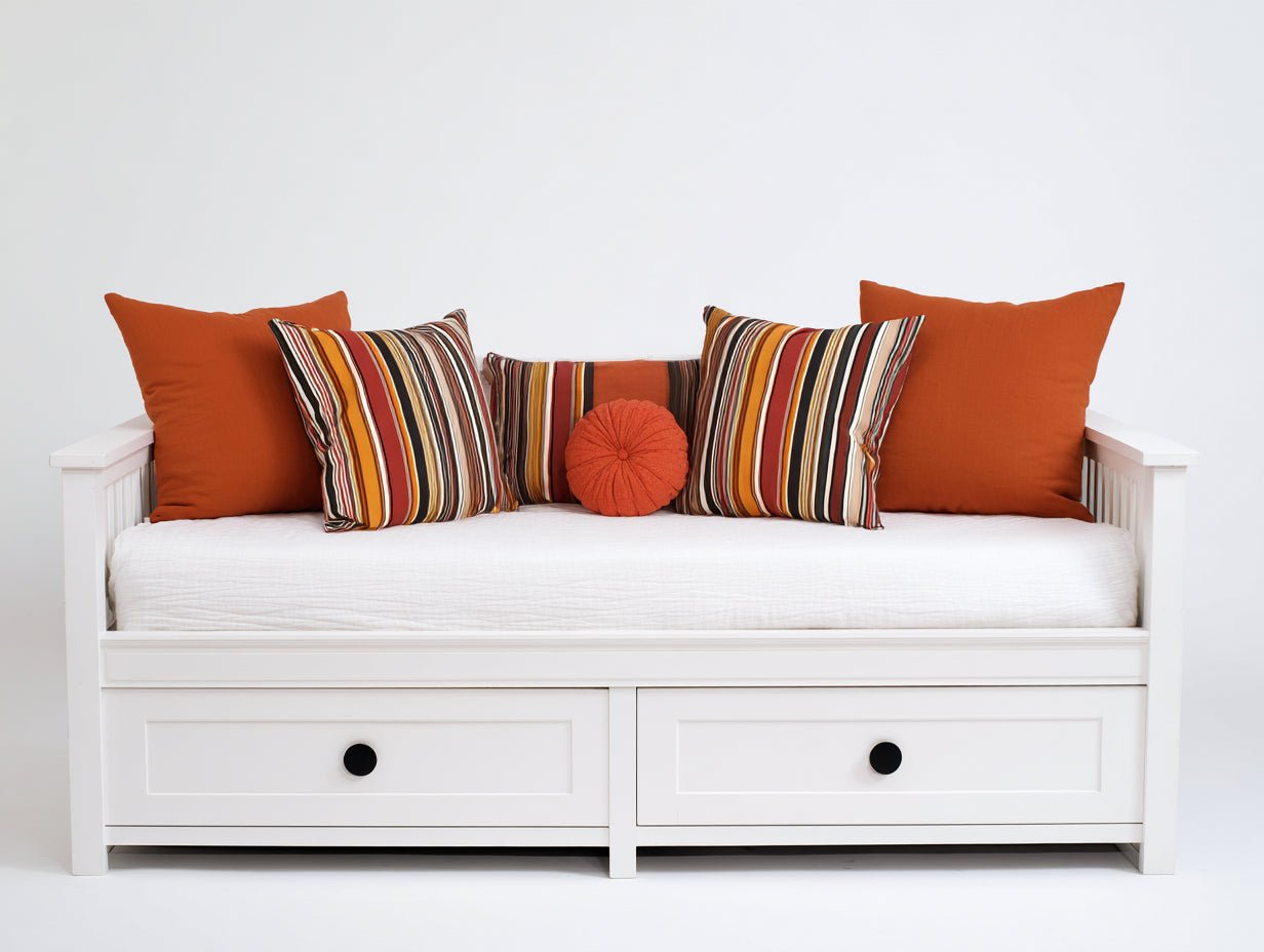 Schlafsofa aus Massivholz und Holzwerkstoff 202 x 96 x 88 cm Weiß für Gästezimmer - Tagesbett mit 2 Schubladen