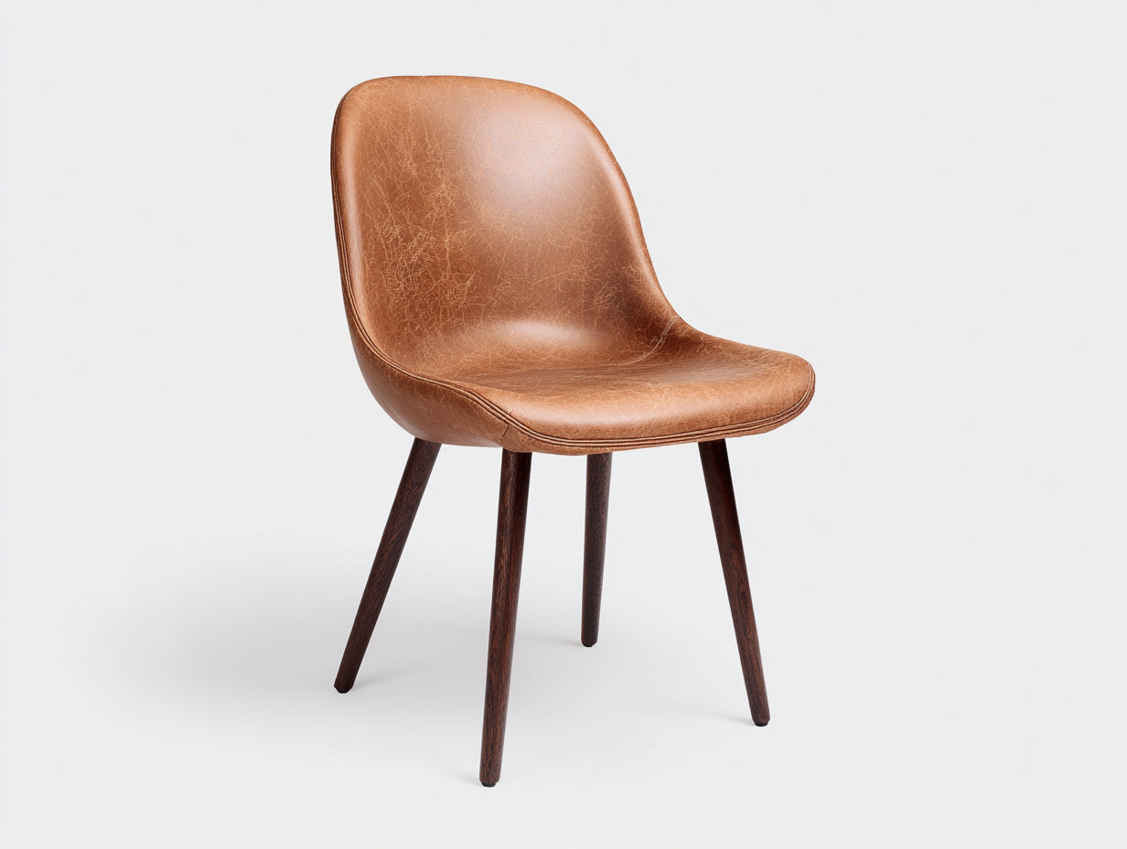 Esszimmerstühle Kunstleder 52 x 58 x 84 cm Cognacbraun für Esszimmer - Gepolsterter Retro-Stil