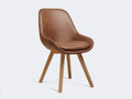 Esszimmerstühle aus Kunstleder und Holz 58 x 52 x 84 cm - Cognacbraun und Naturholz - Gepolsterter Retro Stil