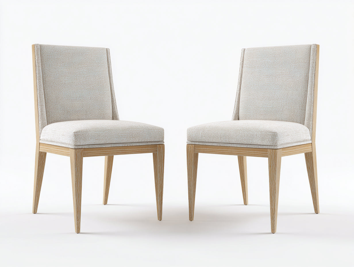 Esszimmerstühle 2er-Set Webstoff und Holz 55 x 48 x 92 cm - Beige - Gepolstertes modernes Design