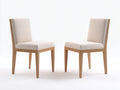 Esszimmerstühle im 2er-Set - Stoffpolsterung und Holzgestell - 48 x 55 x 88 cm - Beige und Natur - Hohe Rückenlehne im zeitlosen Design