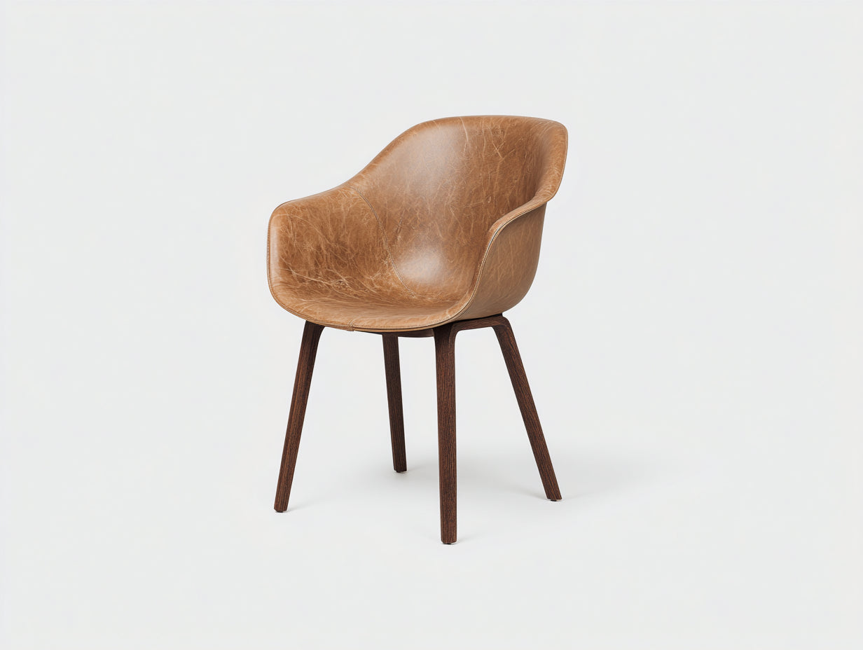 Esszimmerstühle aus Kunstleder und Holz 58 x 56 x 82 cm - Cognacbraun - Gepolsterter Retro Stil