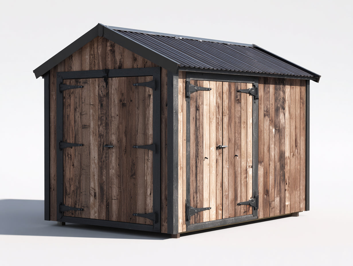 Gartenhäuser aus Holz ca. 250 x 220 x 225 cm - Dunkelbraun und Anthrazit - 2 Doppelflügeltüren - Rustikales Gerätehaus