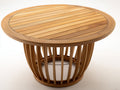 Runder Gartentisch aus Holz ca. 110 x 110 x 68 cm - Naturbraun - Lamellengestell - Modernes Design