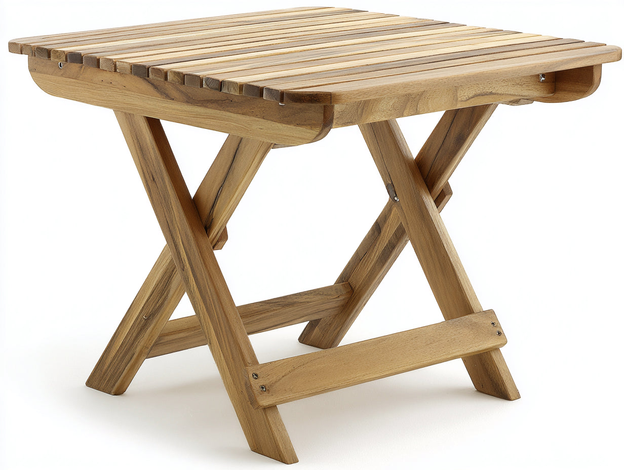 Gartentisch aus Massivholz 80 x 60 x 74 cm Naturbraun für Garten und Balkon - Klappbares Latten-Design