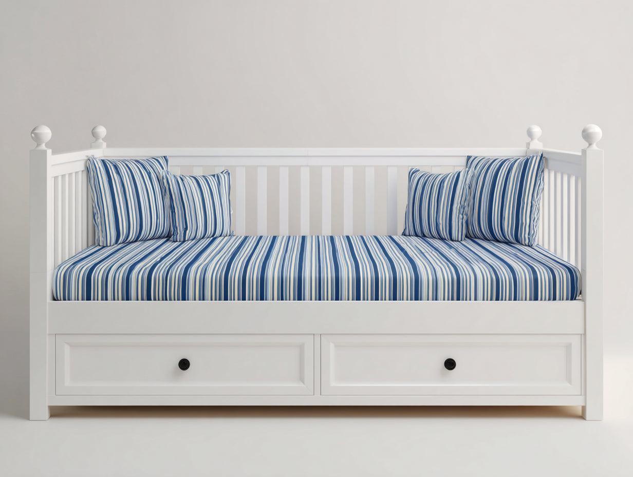 Schlafsofa aus Massivholz und Holzwerkstoff 203 x 96 x 100 cm Weiß für Gästezimmer - Tagesbett mit 2 Schubladen