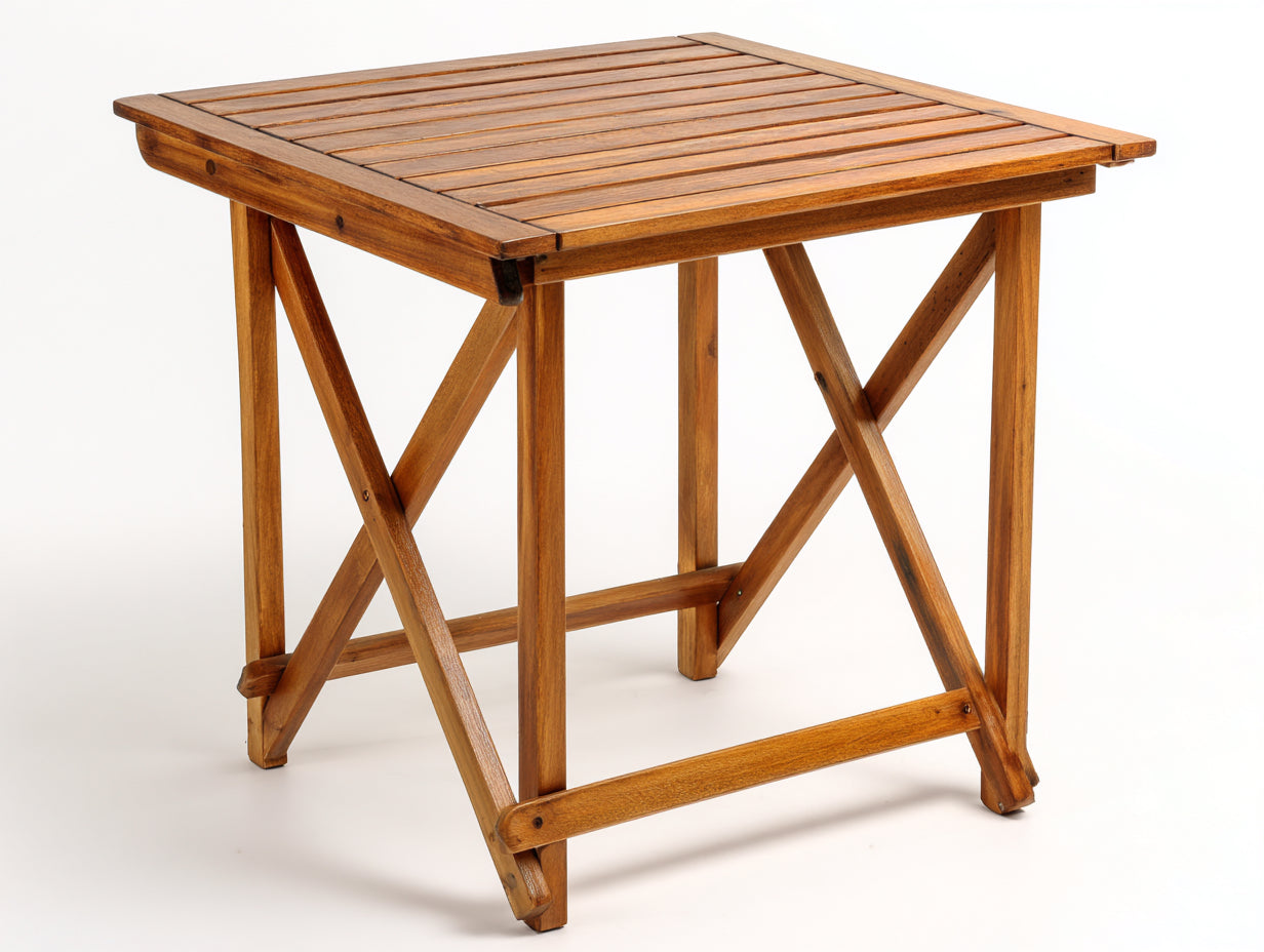 Gartentisch aus Akazienholz 90 x 70 x 75 cm Honigbraun für Garten und Terrasse - Klappbares Latten-Design
