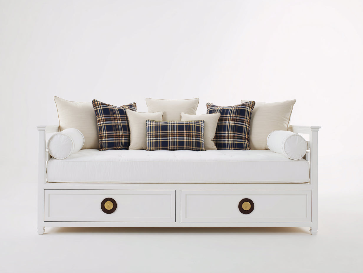 Schlafsofa aus Holz 208 x 98 x 88 cm - Weiß - Tagesbett mit 2 Schubladen im Landhausstil