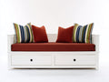 Schlafsofa aus Holz 205 x 98 x 90 cm - Weiß und Terrakotta - Tagesbett mit 2 Schubladen