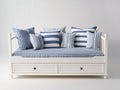 Schlafsofa mit 2 Schubladen und gepolsterter Liegefläche ca. 205 x 98 x 90 cm - Weiß-Blau - Holzrahmen - Klassisches Küstendesign