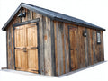 Gartenhäuser aus Holz und Metall 400 x 300 x 280 cm - Naturbraun und Anthrazit - Mit Doppeltür und Seitentür im rustikalen Stil