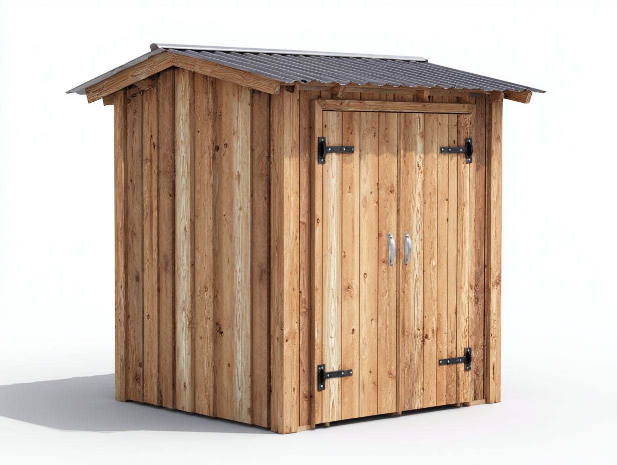 Gartenhäuser aus Holz 180 x 140 x 210 cm - Naturbraun - Gerätehaus mit Doppeltür und Satteldach