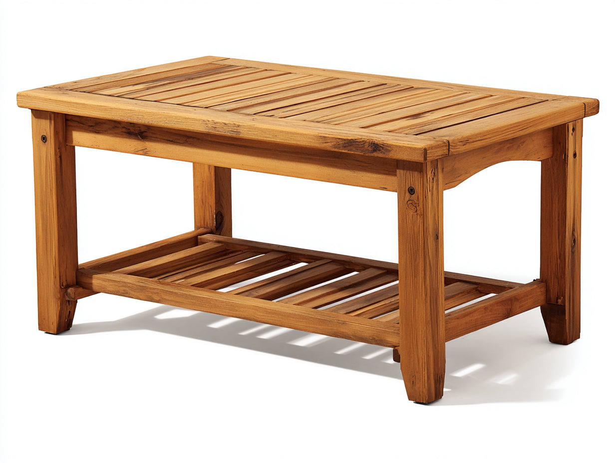 Gartentisch aus Akazienholz 120 x 65 x 55 cm - Naturbraun - Rechteckiges Design mit Ablagefläche