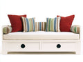 Schlafsofa aus Holz 210 x 100 x 88 cm - Weiß - Mit 2 Schubladen im klassischen Landhausstil