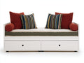 Schlafsofa aus Massivholz und Holzwerkstoff 200 x 95 x 85 cm Weiß für Gästezimmer - Tagesbett mit 2 Schubladen