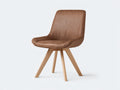 Esszimmerstühle Kunstleder und Massivholz 55 x 61 x 86 cm Braun Natur für Esszimmer - Gepolsterter moderner Retro-Stil