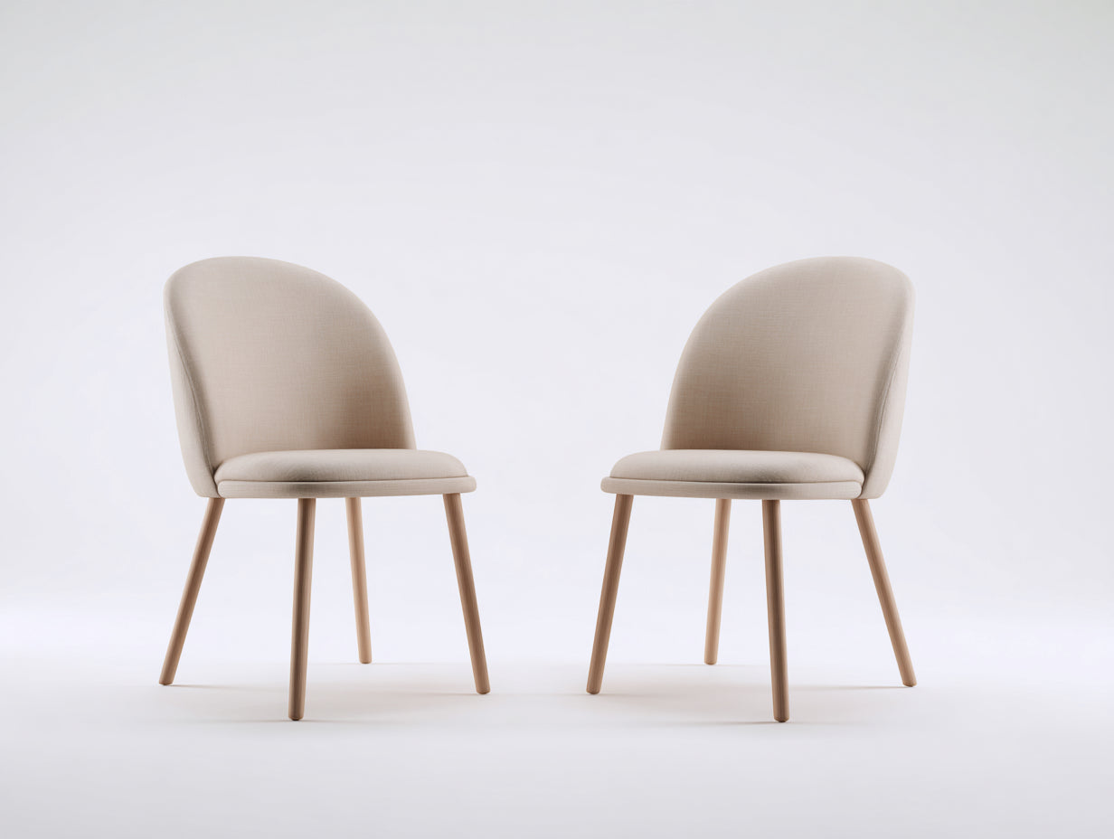 Esszimmerstühle Stoffbezug und Holzgestell 52 x 57 x 82 cm Beige Natur für Esszimmer - Gepolstertes skandinavisches Design